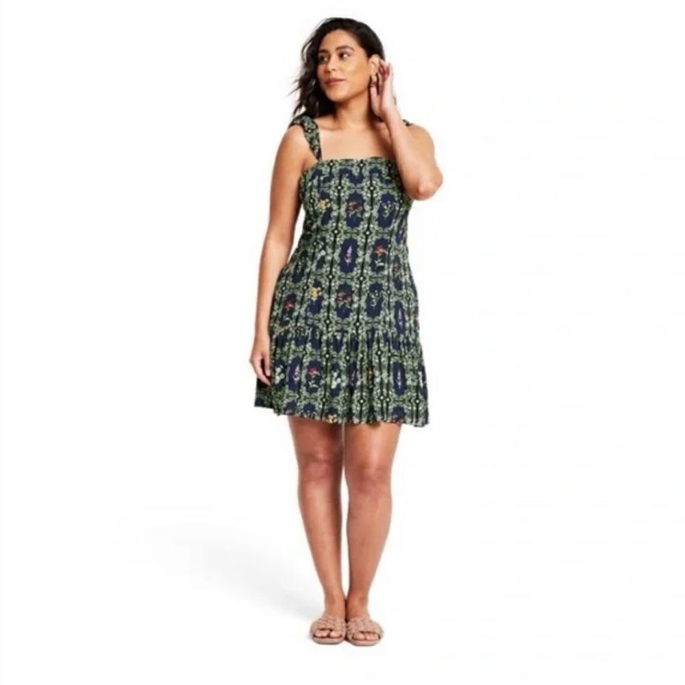 Agua Bendita X Target Dainty Floral Tile Halter Style Mini Dress Women’s XL